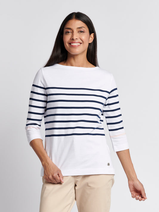 Damskie paski 3/4 rękawu T-shirt w granatowej tęczówce