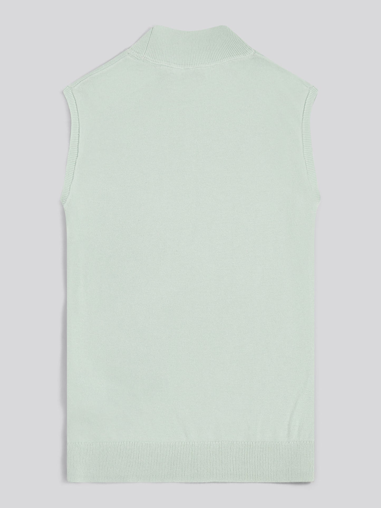 Womens Mock Neck Sleeveless Knit in Misty Jade