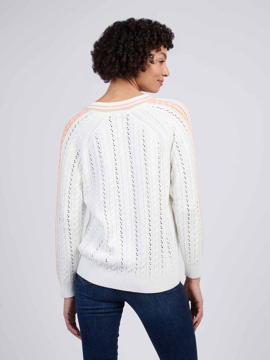 Women Open Knit Cable Cricket Skoczek w Marshmallow