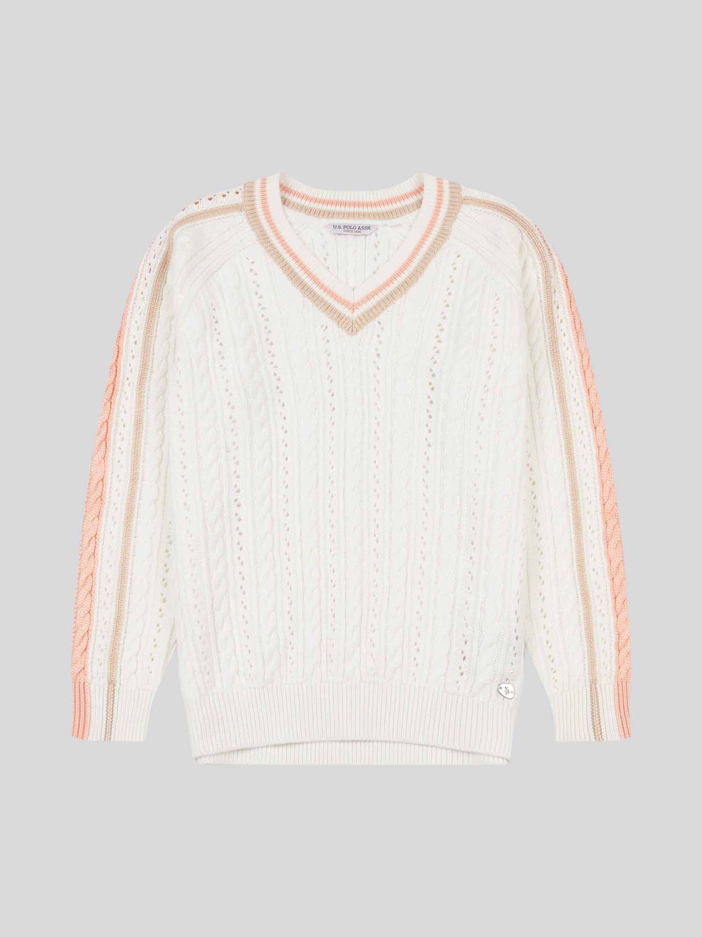 Women Open Knit Cable Cricket Skoczek w Marshmallow