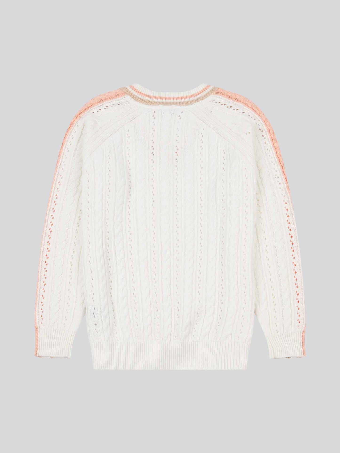 Women Open Knit Cable Cricket Skoczek w Marshmallow