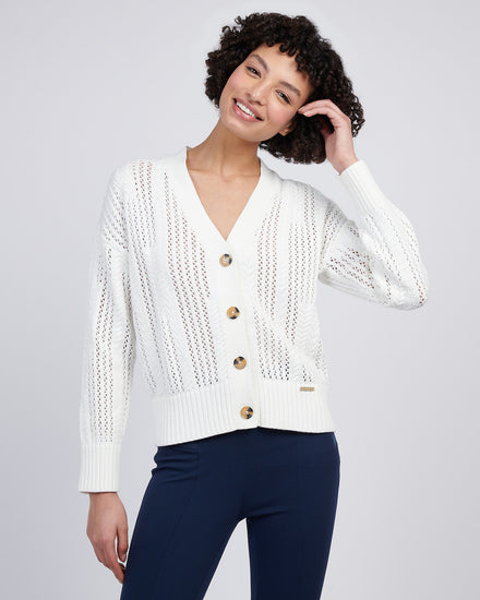 Women Open Knit Cardigan w Marshmallow