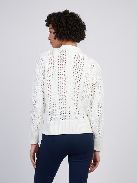 Women Open Knit Cardigan w Marshmallow