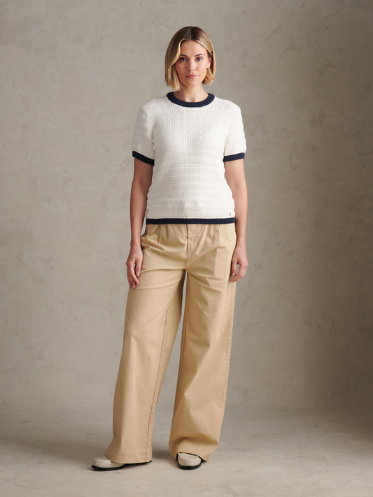 Womens Textured Knit T-Shirt Marshmallow