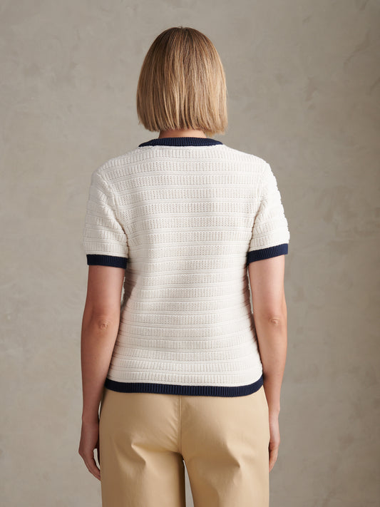 Womens Textured Knit T-Shirt Marshmallow
