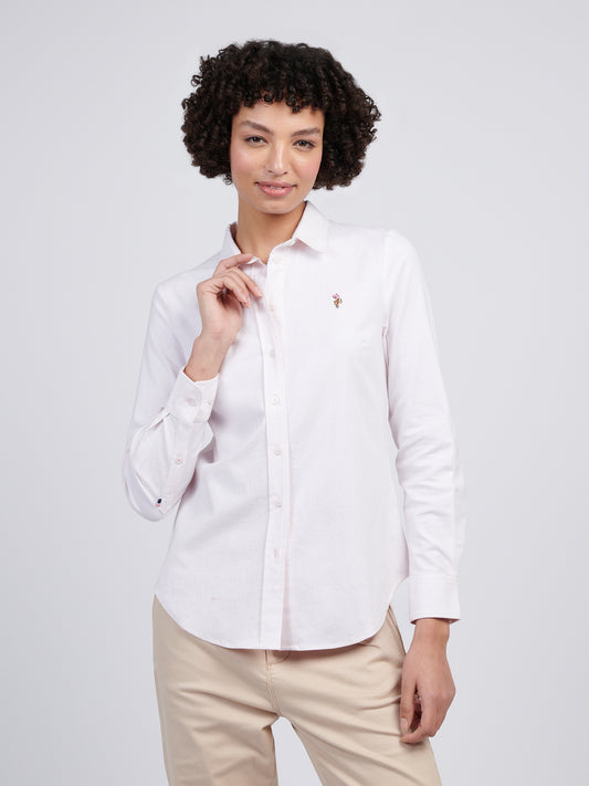 Womens Stripe Stretch Classic Fit Oxford Shirt Crystal Rose