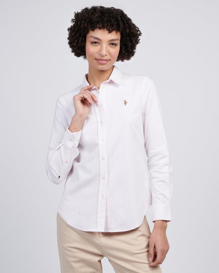 Womens Stripe Stretch Classic Fit Oxford Shirt Crystal Rose