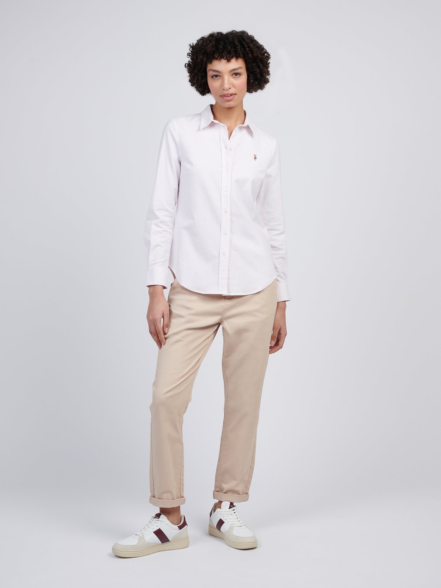 Womens Stripe Stretch Classic Fit Oxford Shirt Crystal Rose