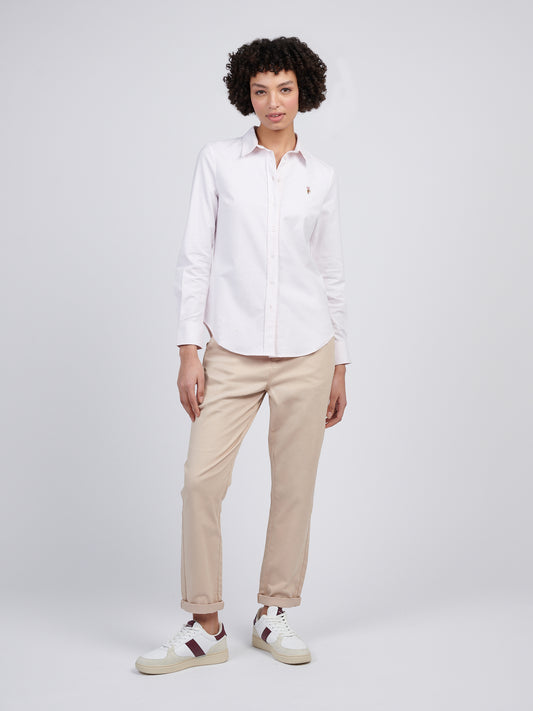 Womens Stripe Stretch Classic Fit Oxford Shirt Crystal Rose