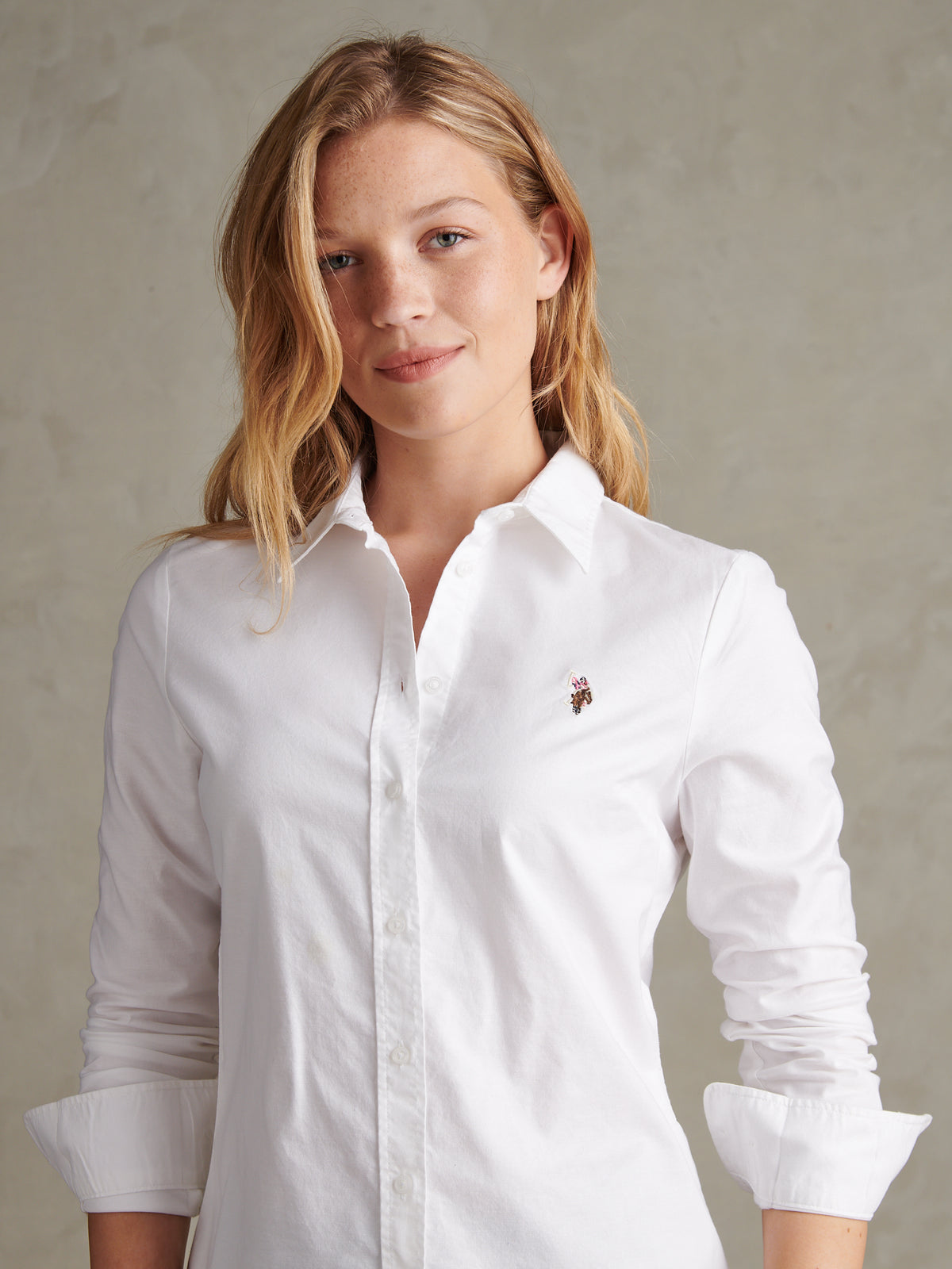 Womens Stretch Classic Fit Oxford Shirt Bright White