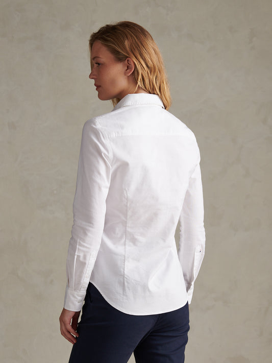 Womens Stretch Classic Fit Oxford Shirt Bright White