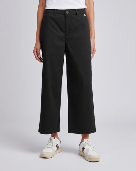Womens Ankle Wide Leg Chino Trouser Black