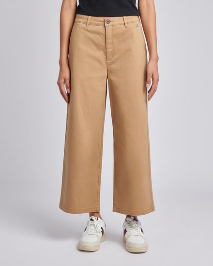 Womens Ankle Wide Leg Chino Trouser Tigers Eye