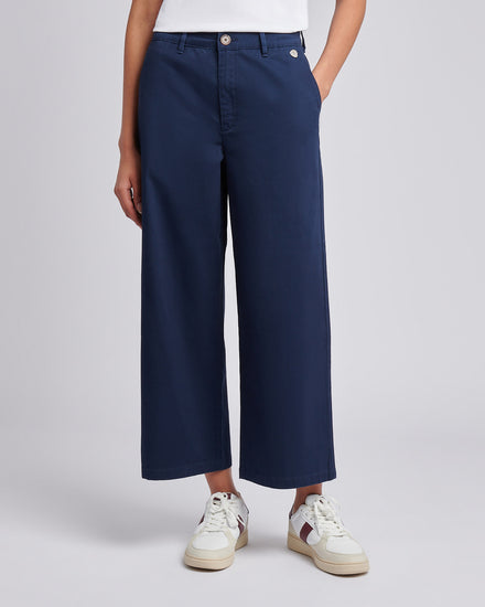 Womens Ankle Wide Leg Chino Trouser Navy Iris