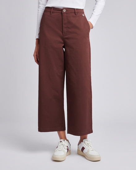 Womens Ankle Wide Leg Chino Trouser Puce