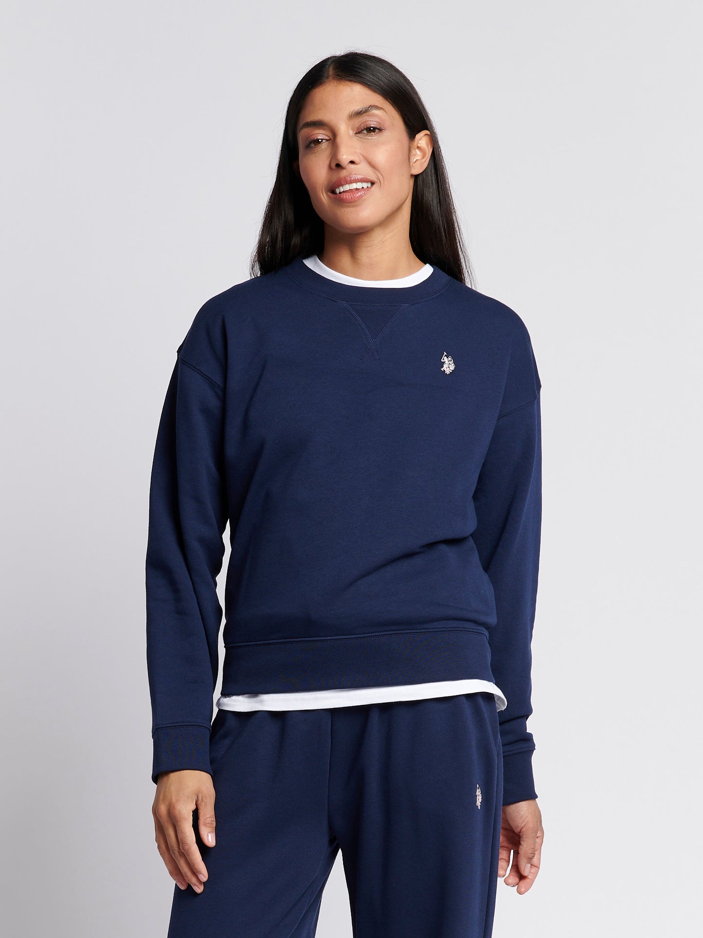 Bluza załogi podwójnej jeźdźcy w damskiej jeździecce w granatowej tęczówki