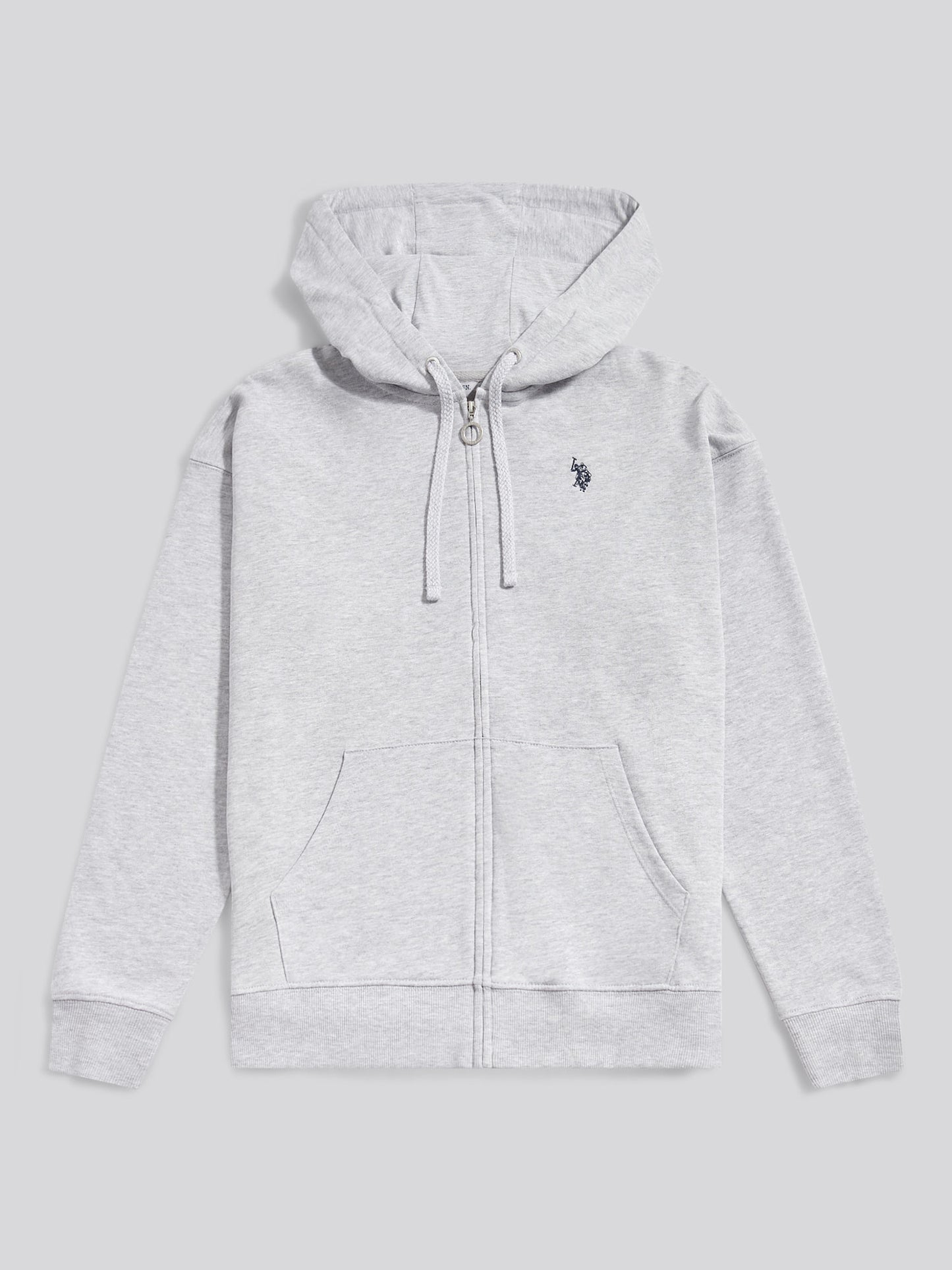 Women Double Horsemen Zip przez bluzę w Pearl Grey Marg