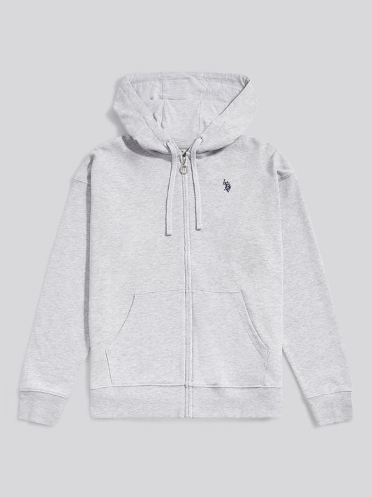 Women Double Horsemen Zip przez bluzę w Pearl Grey Marg