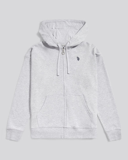 Women Double Horsemen Zip przez bluzę w Pearl Grey Marg