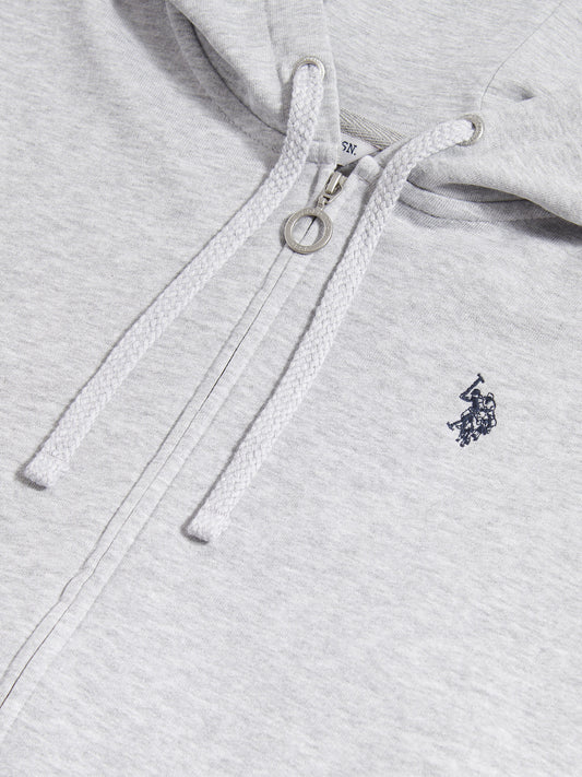 Women Double Horsemen Zip przez bluzę w Pearl Grey Marg