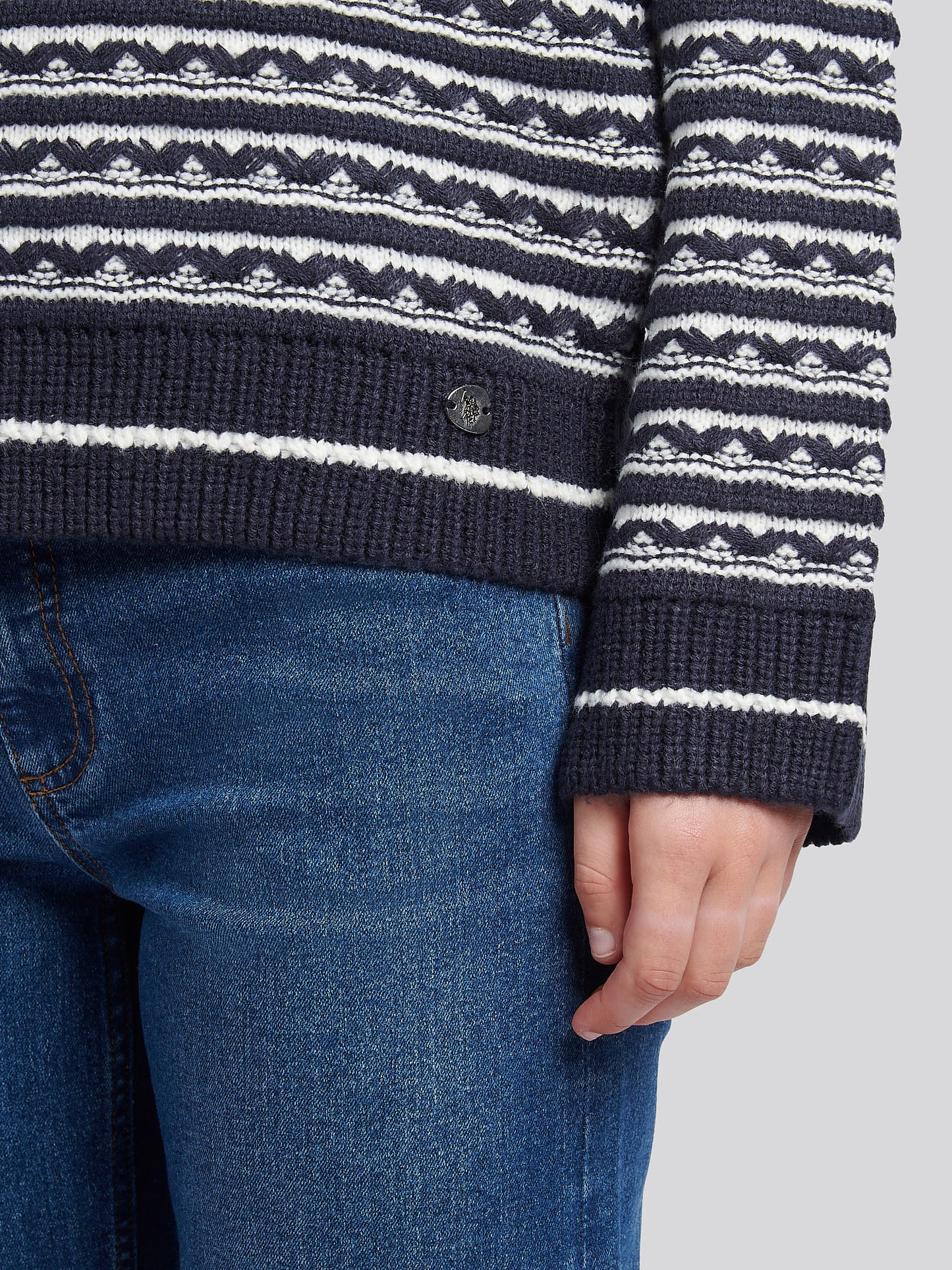 Womens Textured Stripe Jumper in Navy Iris