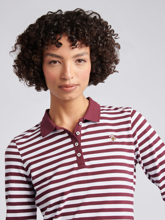 LS Stripe Contrast Kołnierz Polo Koszulka