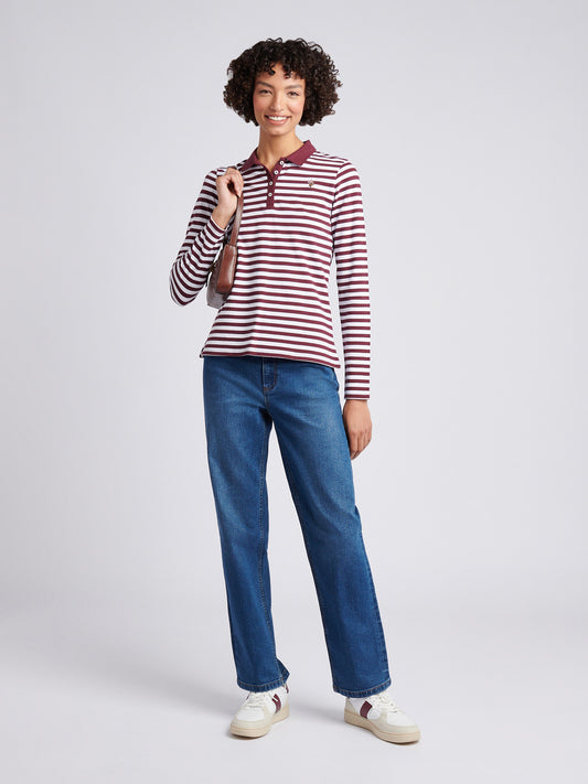 LS Stripe Contrast Kołnierz Polo Koszulka