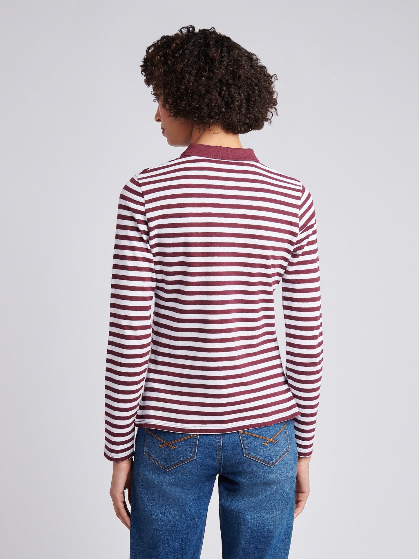 LS Stripe Contrast Kołnierz Polo Koszulka