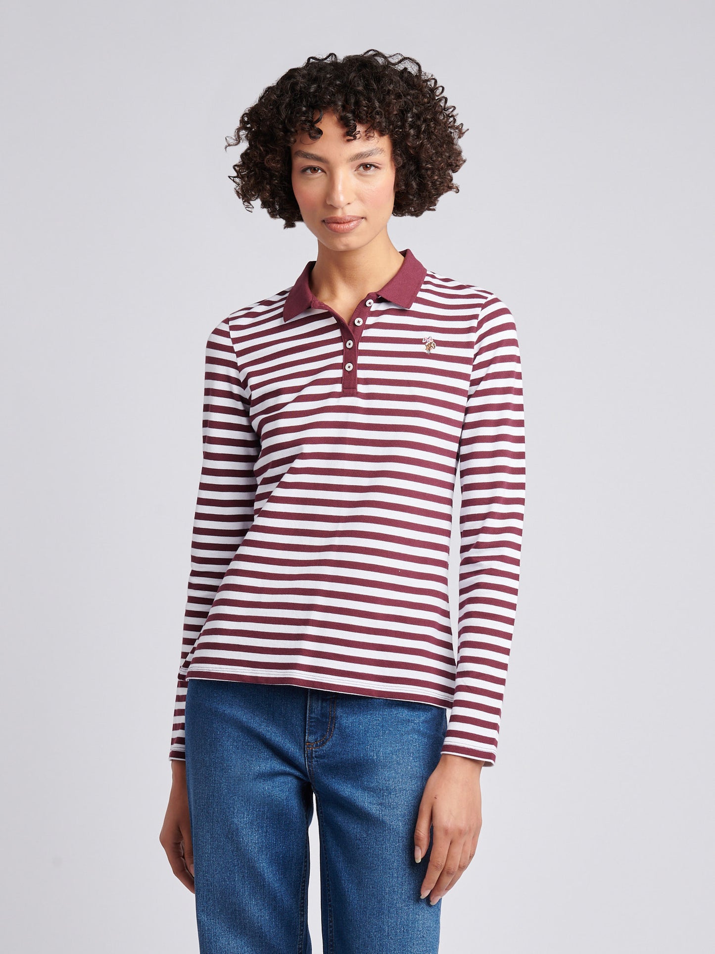 LS Stripe Contrast Kołnierz Polo Koszulka