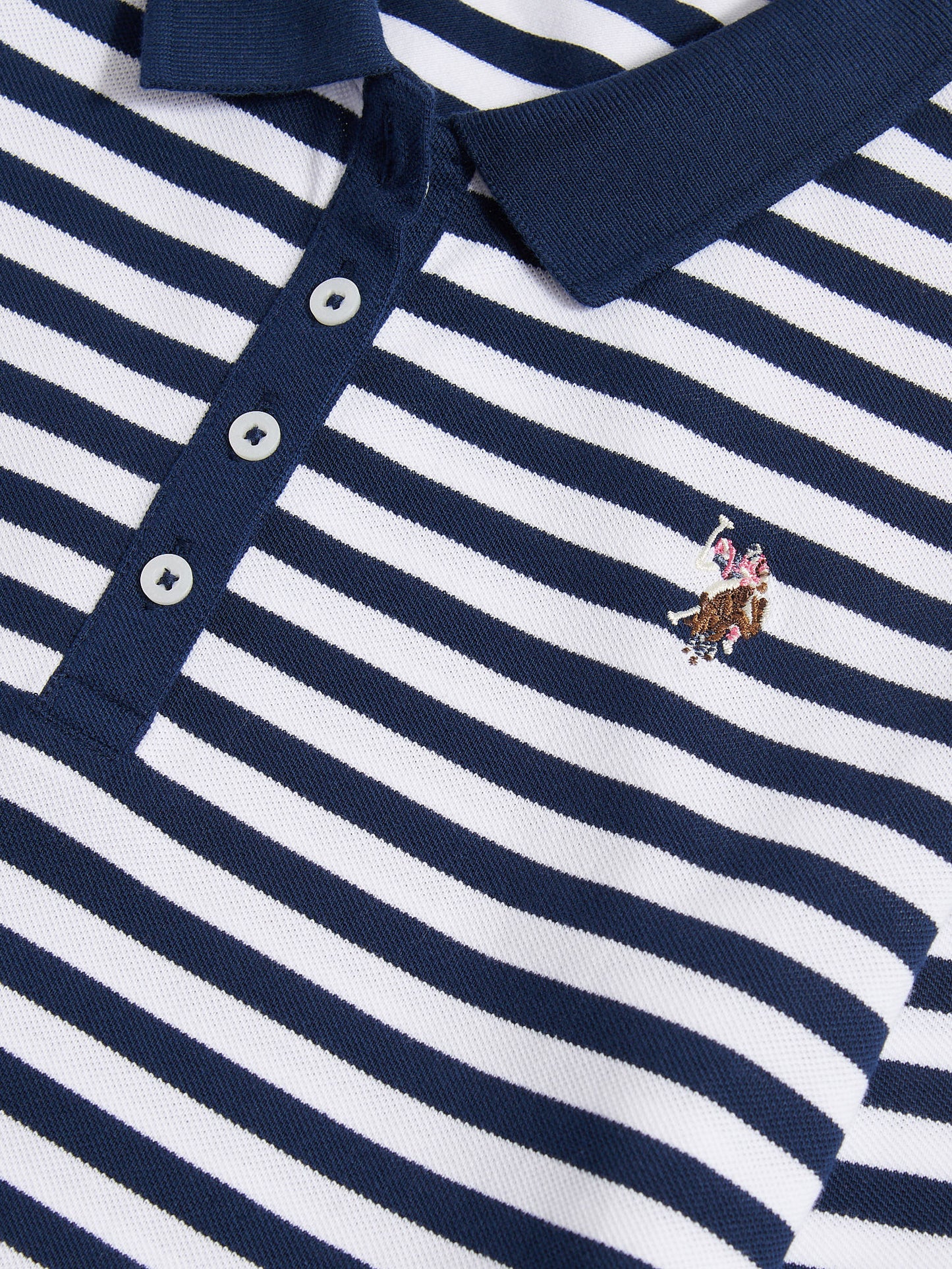 LS Stripe Contrast Kołnierz Polo koszulka granatowa tęczówka