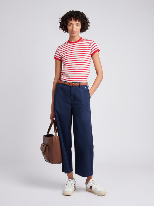 SS Stripe Rib Tee Jalapeno Red