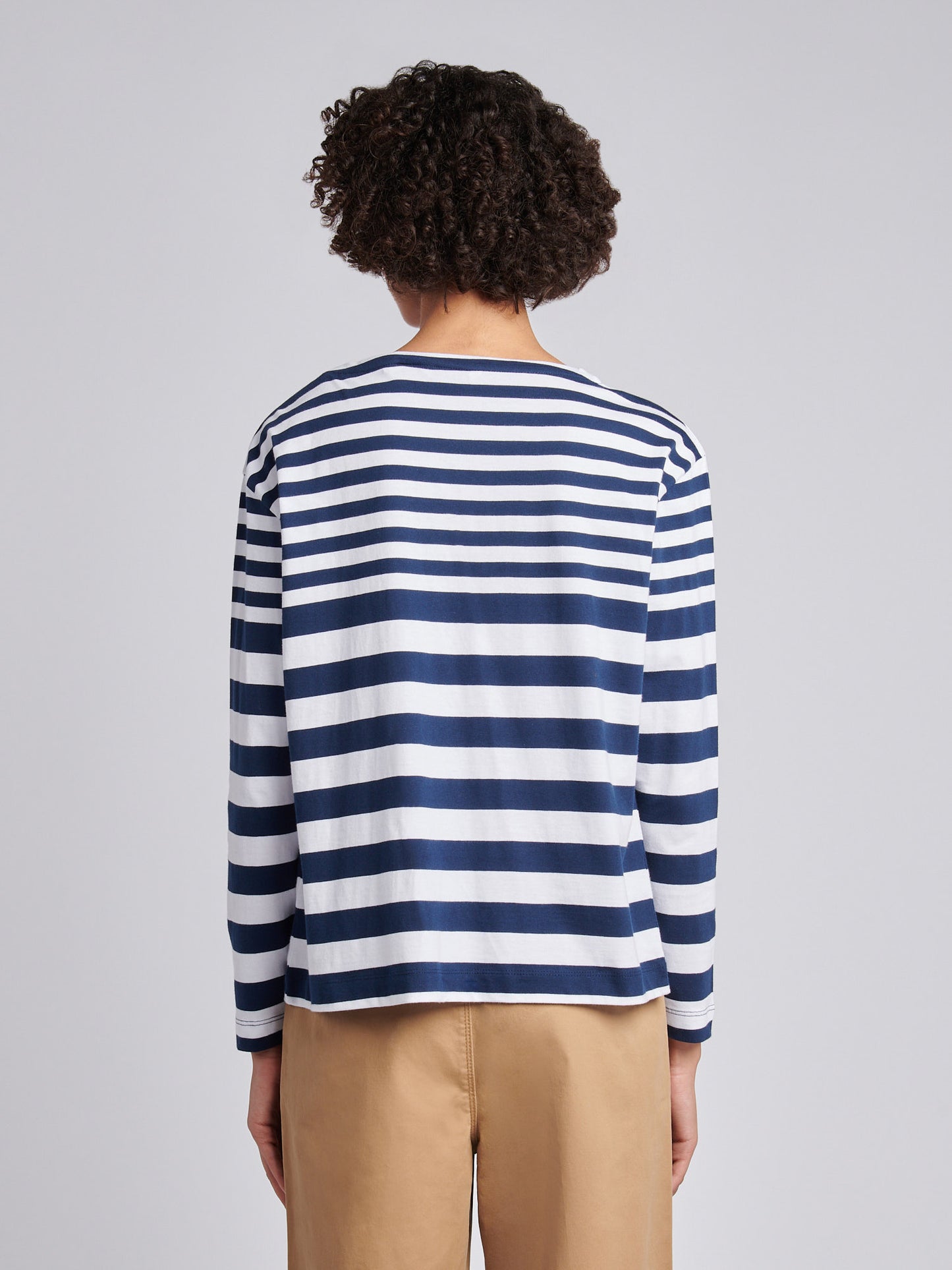 Womens Gradient Stripe Boatneck T-Shirt in Navy Iris