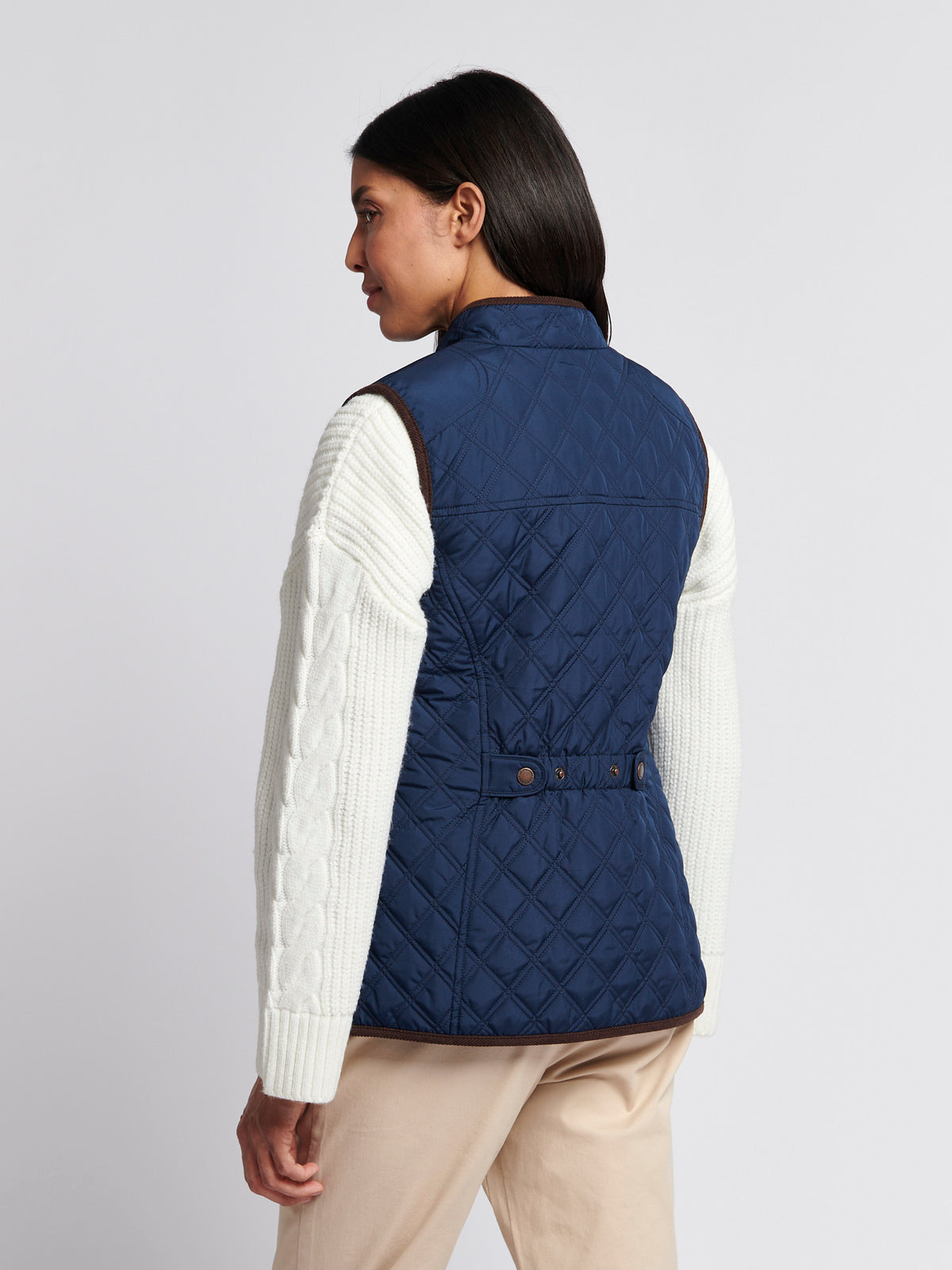 Związane pikowane hakowanie Gilet Navy Iris
