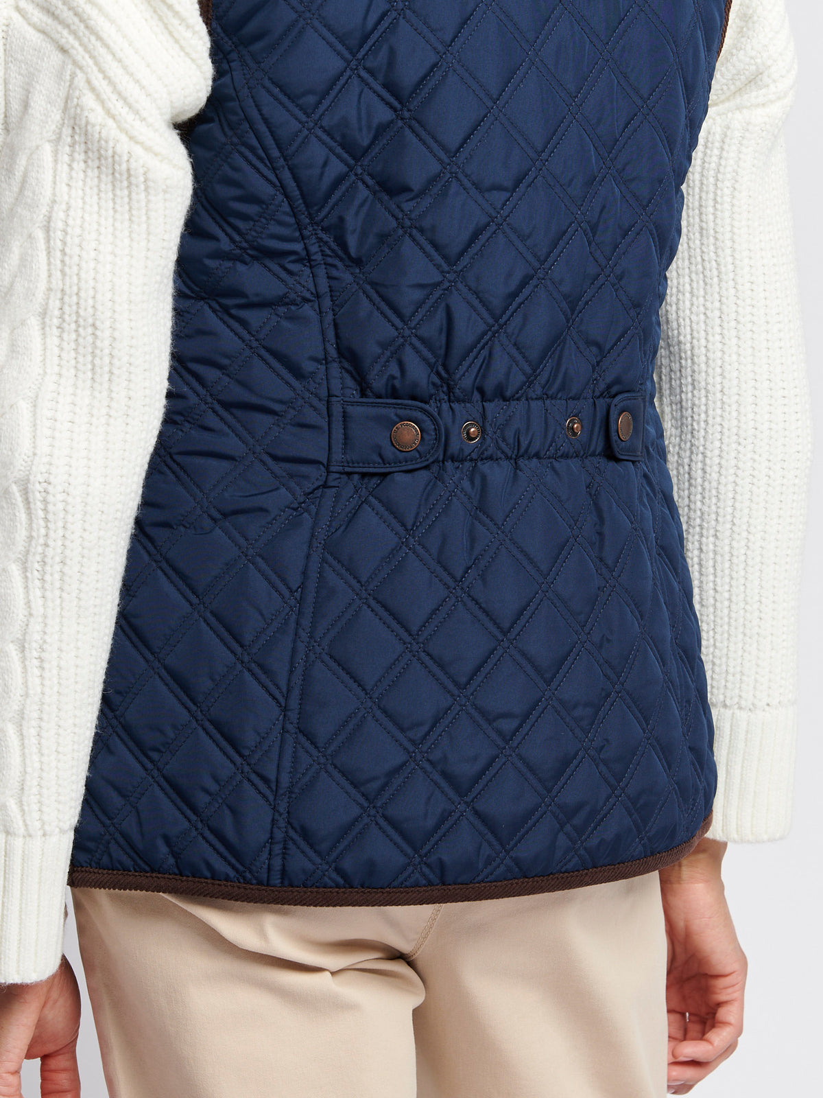 Związane pikowane hakowanie Gilet Navy Iris