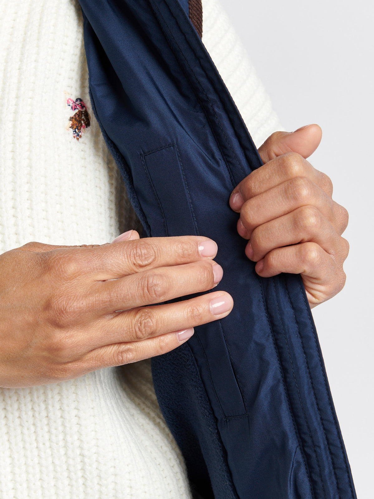 Związane pikowane hakowanie Gilet Navy Iris