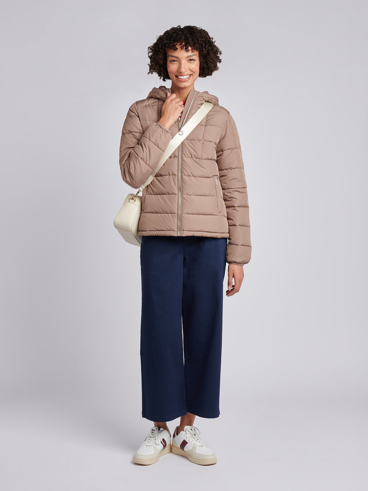 Womens Quilted Hooded Puffer Coat in Leafless Tree