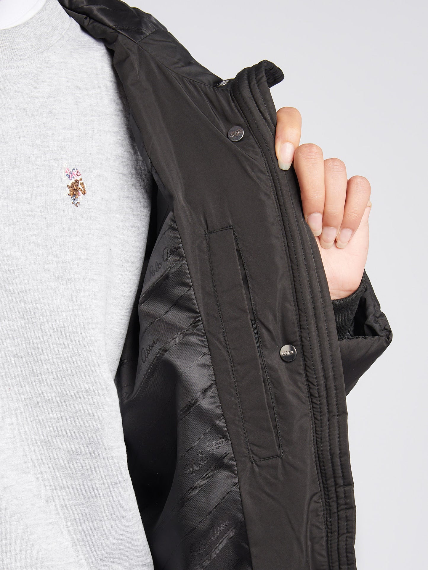 Longline Square Quilt Puffer Coat Black