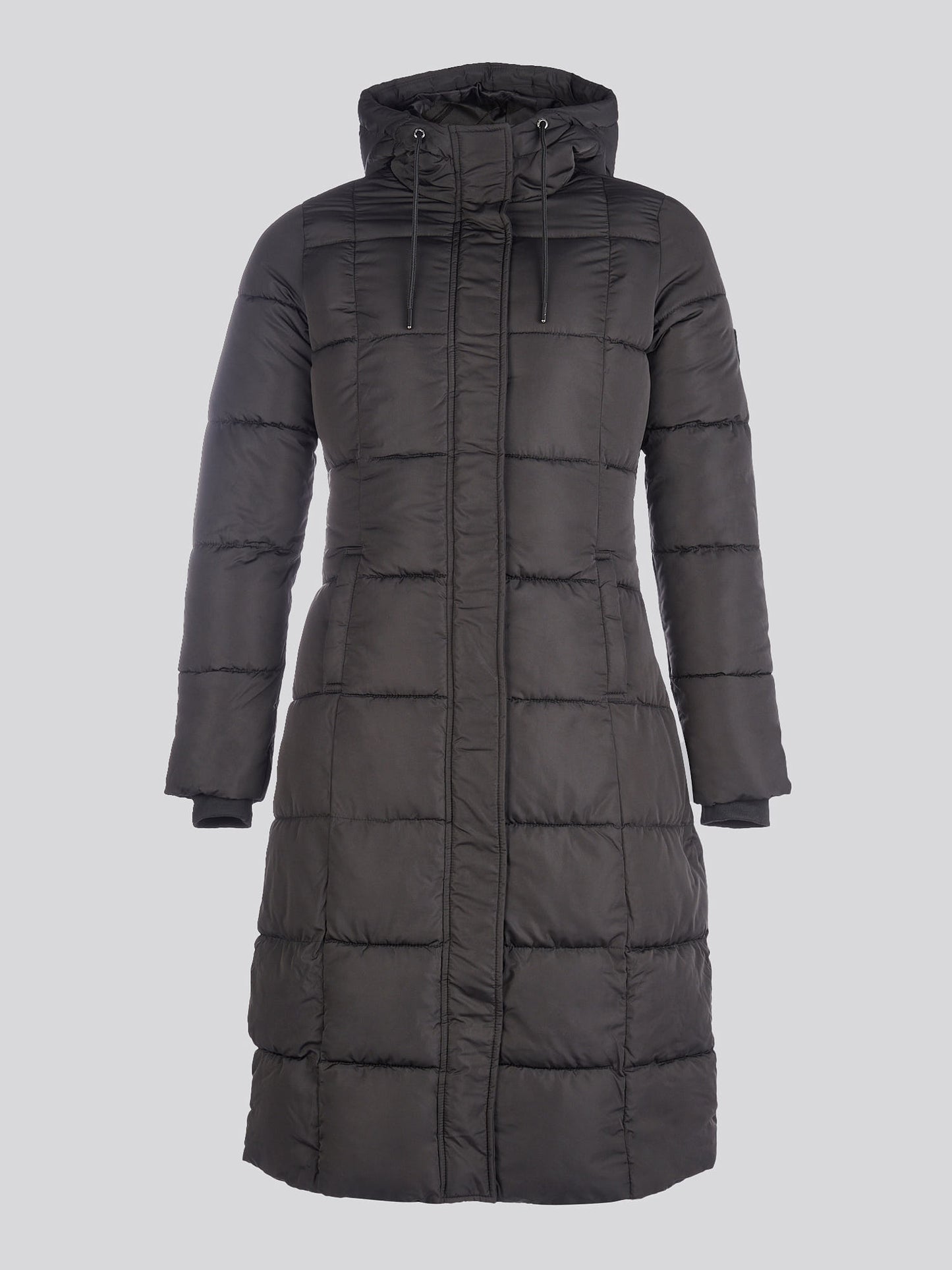 Longline Square Quilt Puffer Coat Black
