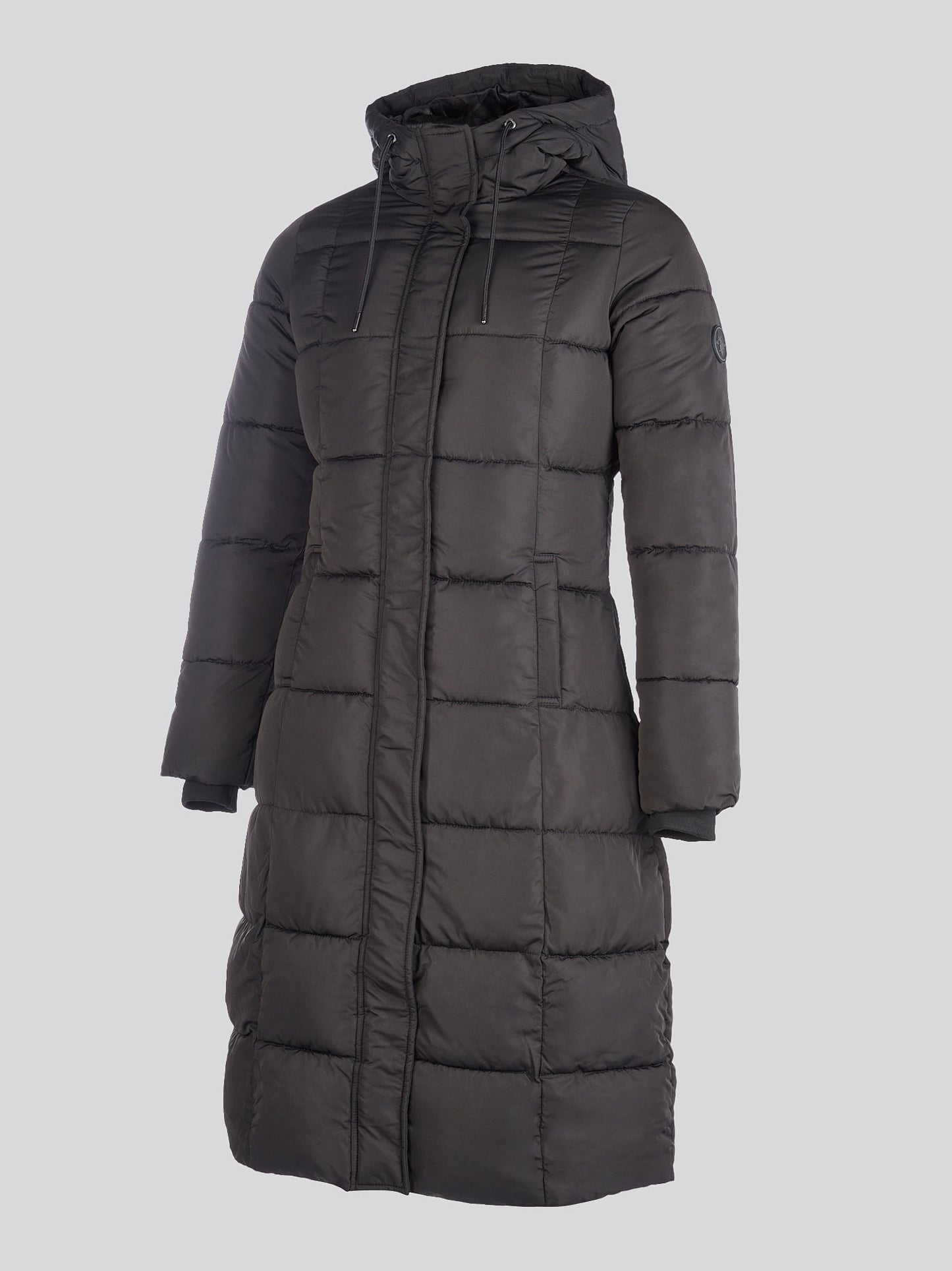 Longline Square Quilt Puffer Coat Black