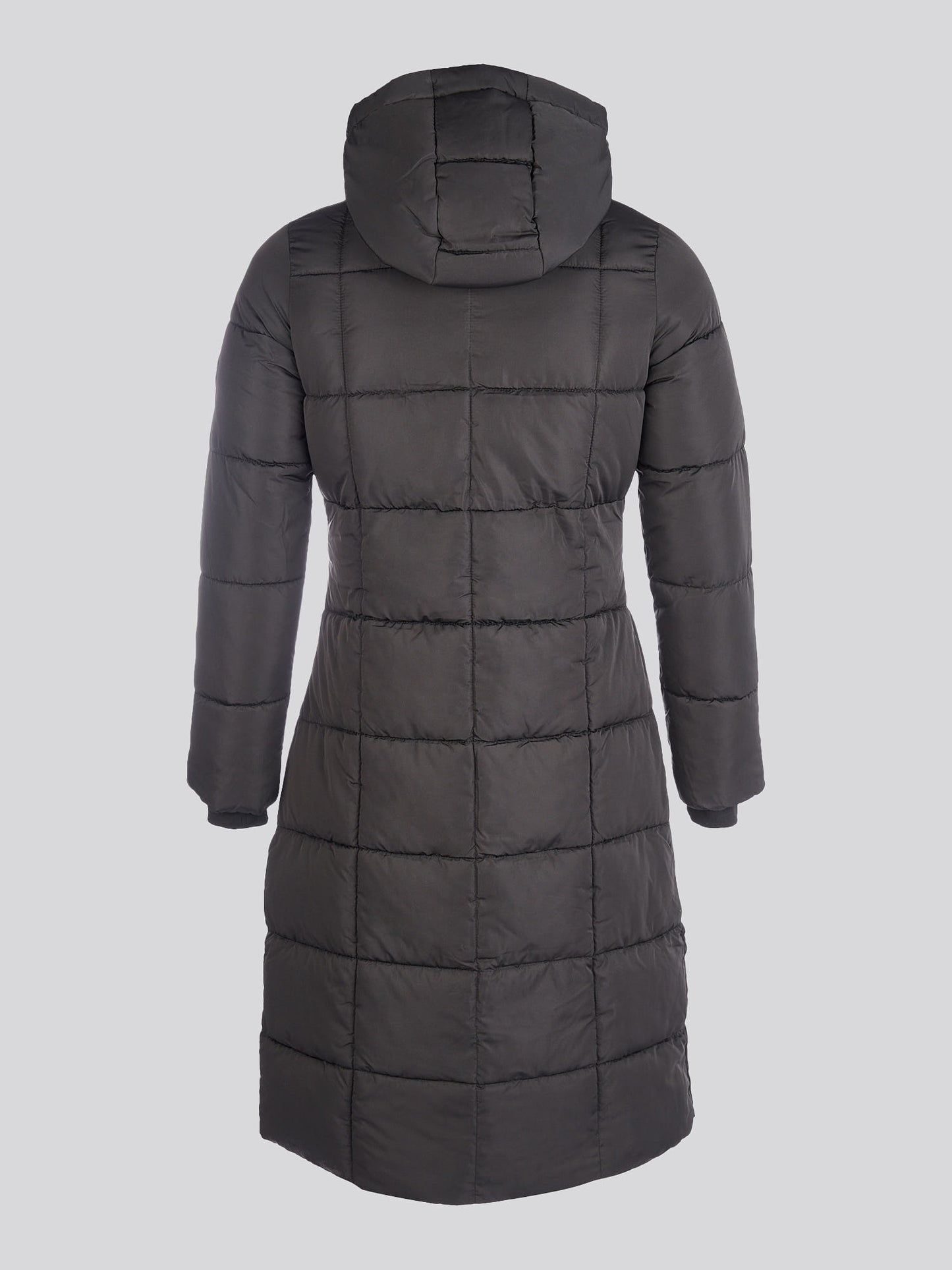 Longline Square Quilt Puffer Coat Black