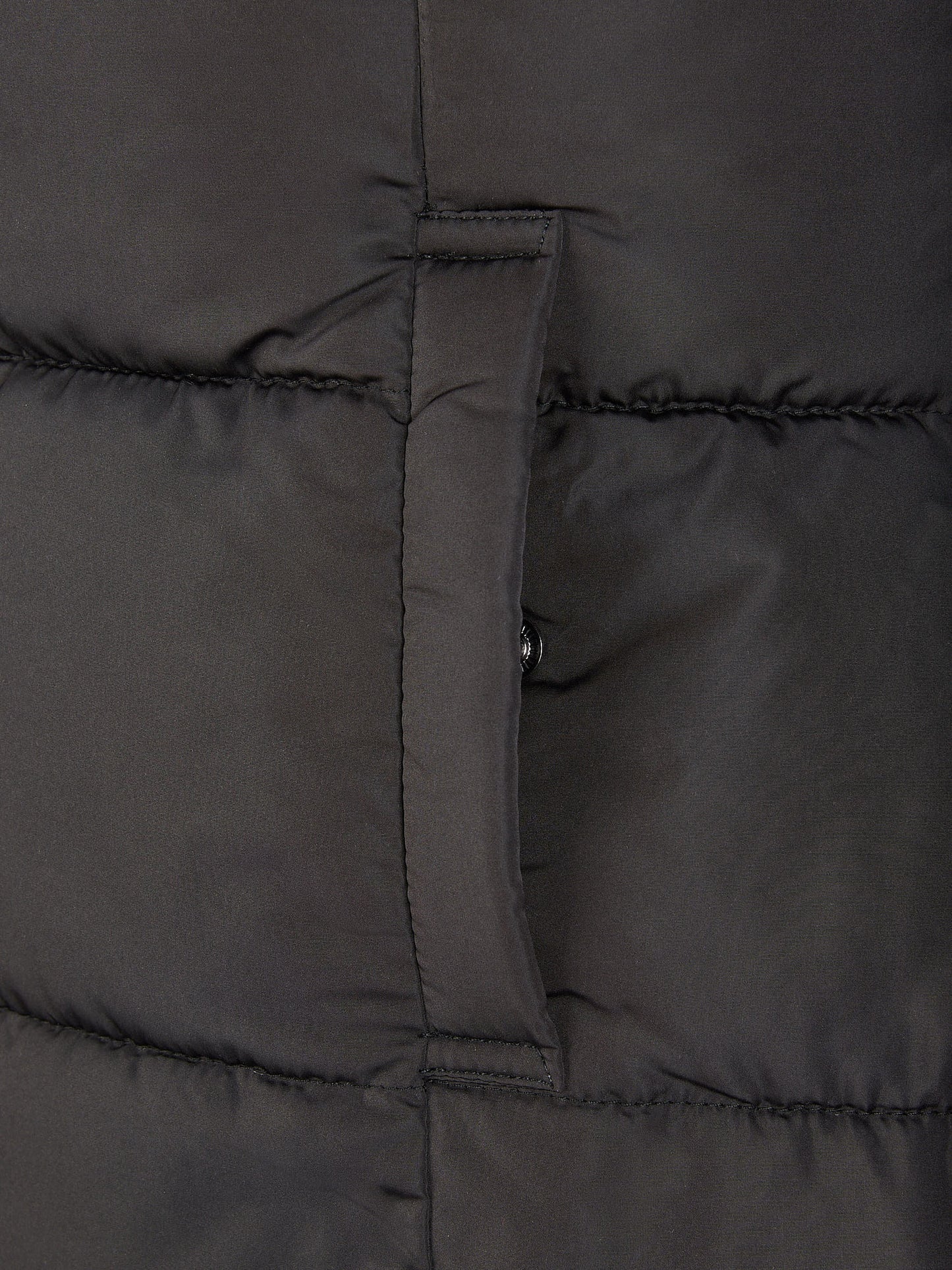 Longline Square Quilt Puffer Coat Black