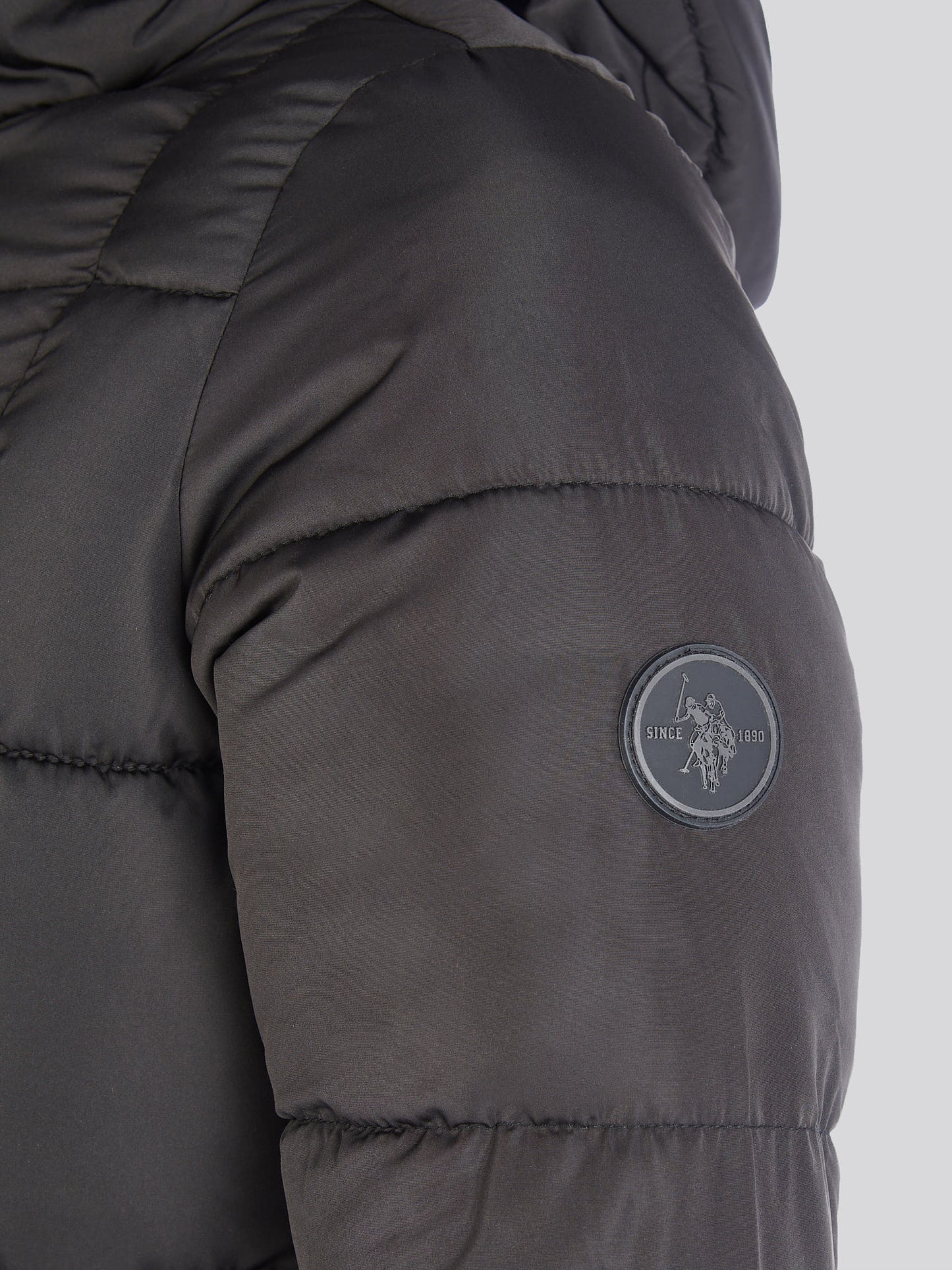 Longline Square Quilt Puffer Coat Black
