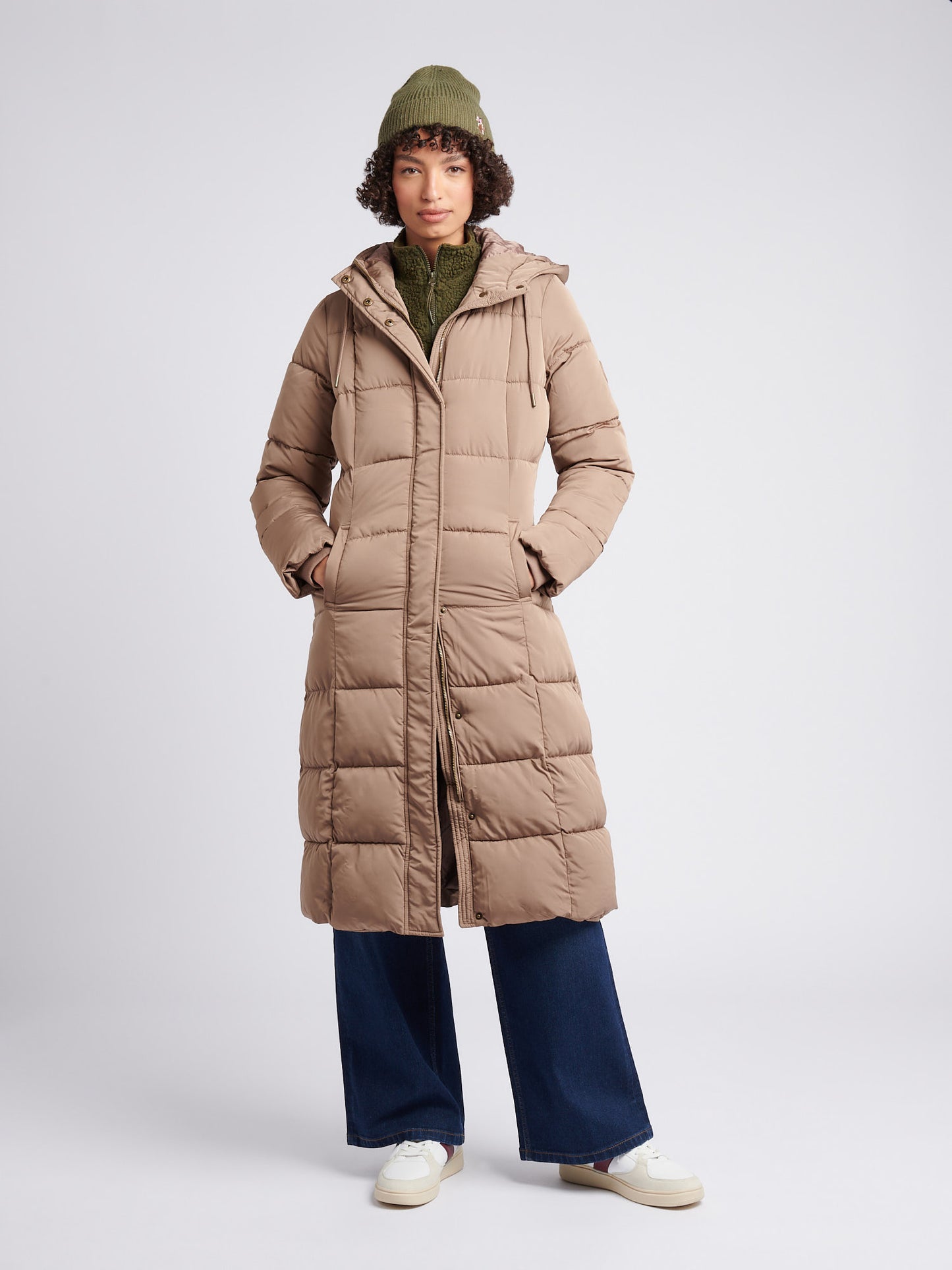 Longline Square Quilt Puffer Płaszcz Bezpłatny