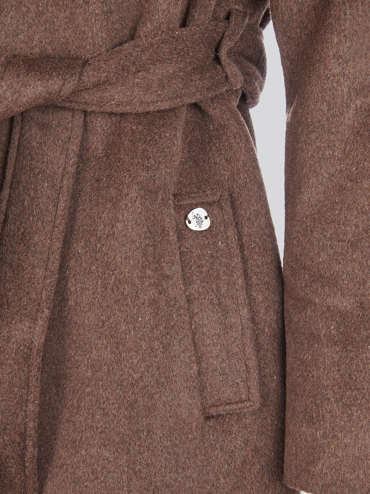 Womens Wool Blend Wrap Belted Coat in Puce