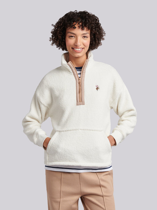 DHM Borg Quarter Zip Marshmallow