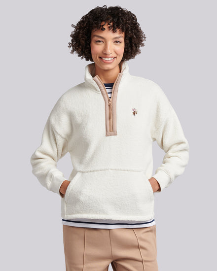 DHM Borg Quarter Zip Marshmallow