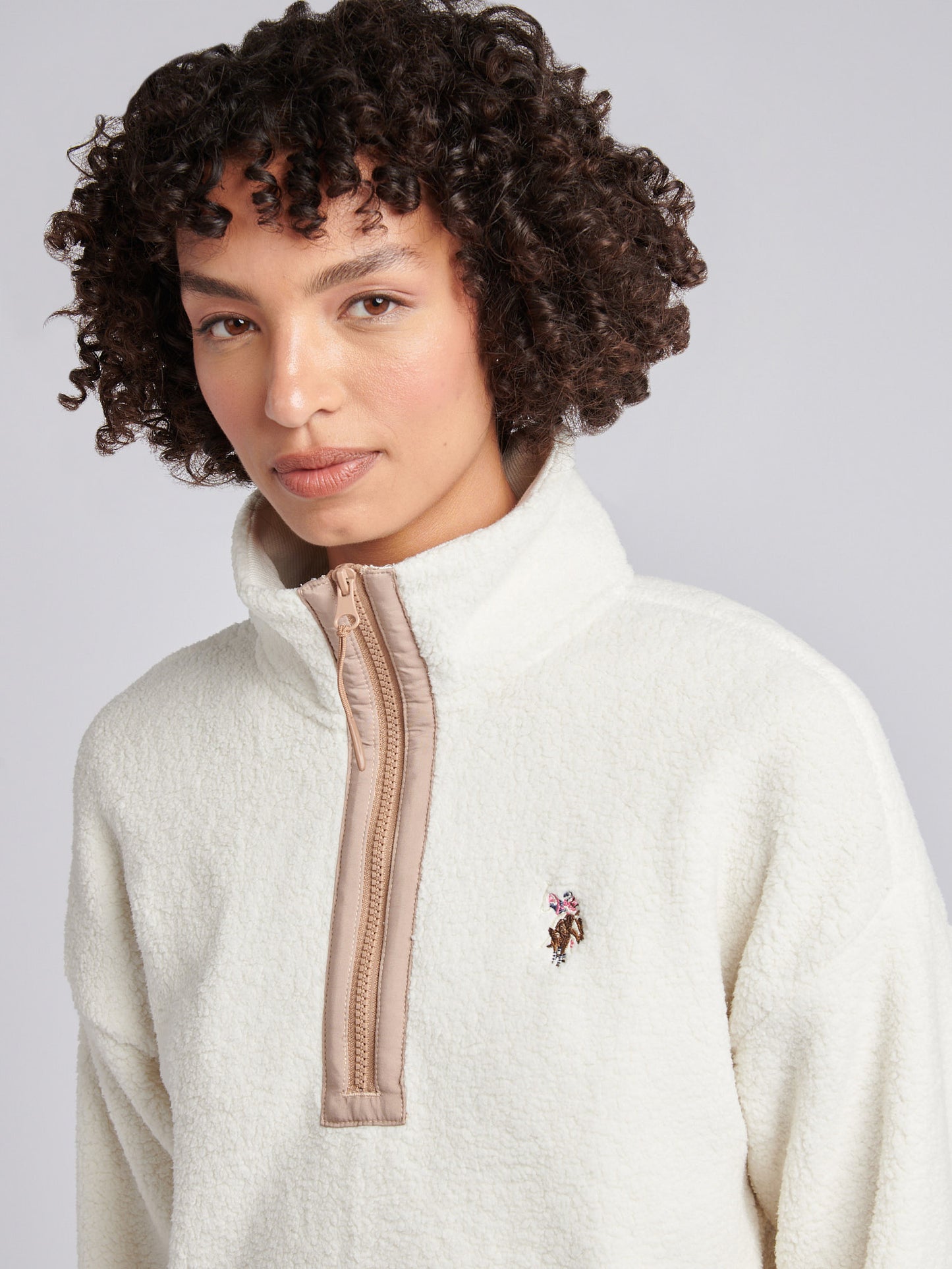 DHM Borg Quarter Zip Marshmallow