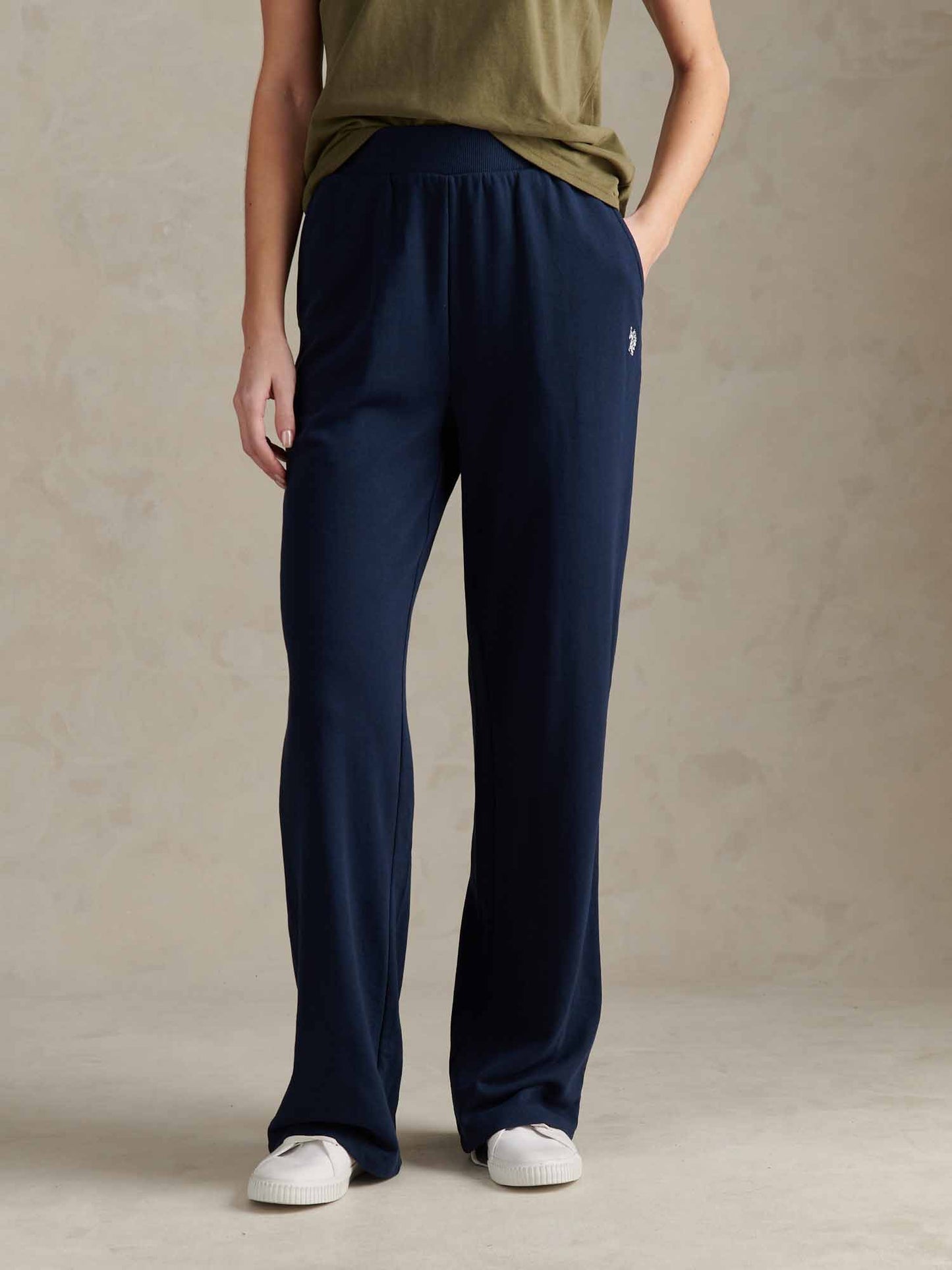 Womens Wide Leg Tipped Joggers in Navy Iris