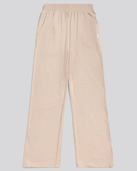Womens Wide Leg Tipped Joggers in Natural