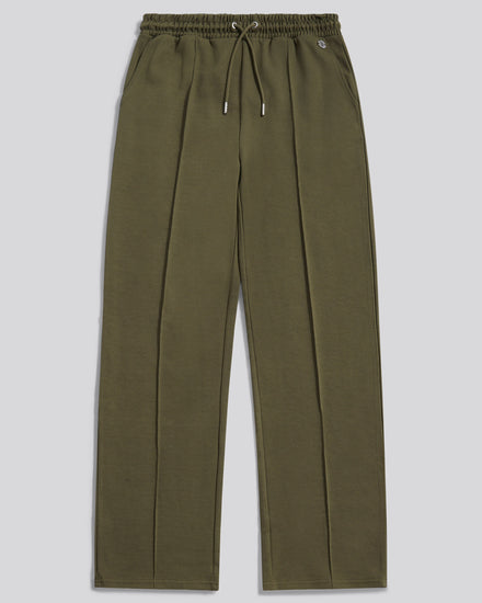Womens Twill Texture Wide Leg Jogger in Kalamata Green